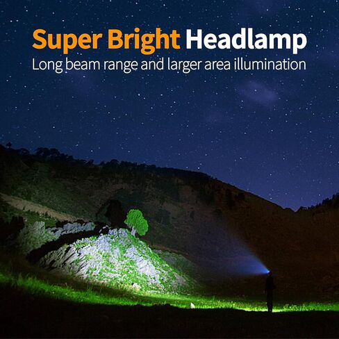 2000 Lumens Headlamp Rechargeable Ultra-Light Waterproof,2 Pack Head Lamp Flashlight 2 Mode 1200mAh for Outdoor,Camping,Hiking,Hunting,Running,Repairing,Fishing,Cycling in Kuwait