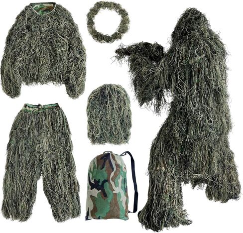 Kute 'n' Koo Premium Ghillie Suits for Adults and Kids, 5 in 1 Bush Costume Forest Grass and Dry Grass Camouflage Style in Saudi Arabia