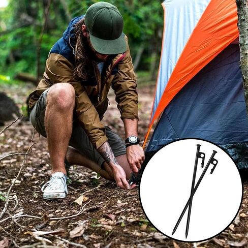 8 Pack Heavy Duty Tent Stakes Kit - Camping Family Tent Stakes for Securing Animals, Tents, Canopies, Sheds, Car Ports - Metal Tent Stakes Kit with Organizer Bag, 8x13ft Ropes in Saudi Arabia