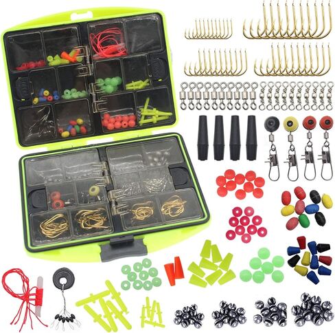 مجموعة ملحقات أدوات صيد السمك 184/257 قطعة مع صندوق أدوات، تتضمن خطافات صيد السمك، وغسالات أوزان الصيد، ودوارات، وخرز، وشفرة دوارة، ومجموعة معدات صيد الأسماك لسمك السلمون المرقط in Kuwait