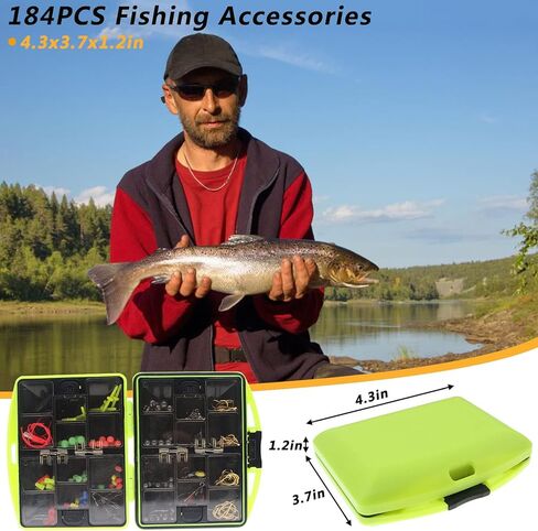 مجموعة ملحقات أدوات صيد السمك 184/257 قطعة مع صندوق أدوات، تتضمن خطافات صيد السمك، وغسالات أوزان الصيد، ودوارات، وخرز، وشفرة دوارة، ومجموعة معدات صيد الأسماك لسمك السلمون المرقط in Kuwait