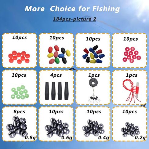 مجموعة ملحقات أدوات صيد السمك 184/257 قطعة مع صندوق أدوات، تتضمن خطافات صيد السمك، وغسالات أوزان الصيد، ودوارات، وخرز، وشفرة دوارة، ومجموعة معدات صيد الأسماك لسمك السلمون المرقط in Kuwait