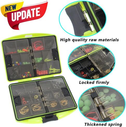 مجموعة ملحقات أدوات صيد السمك 184/257 قطعة مع صندوق أدوات، تتضمن خطافات صيد السمك، وغسالات أوزان الصيد، ودوارات، وخرز، وشفرة دوارة، ومجموعة معدات صيد الأسماك لسمك السلمون المرقط in Kuwait