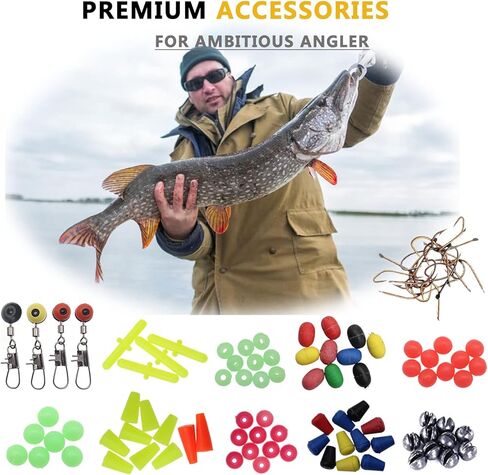 مجموعة ملحقات أدوات صيد السمك 184/257 قطعة مع صندوق أدوات، تتضمن خطافات صيد السمك، وغسالات أوزان الصيد، ودوارات، وخرز، وشفرة دوارة، ومجموعة معدات صيد الأسماك لسمك السلمون المرقط in Kuwait