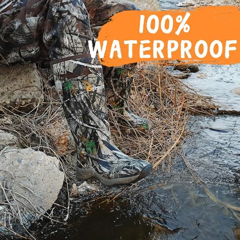 Rubber Boots for Men & Women – Ultra-Light Waterproof 6mm Neoprene Insulated Boots with Anti-Slip Sole, Warm Hunting & Rain Boots for Farming, Snow, Mud(Black, Next Camo G2) in Saudi Arabia