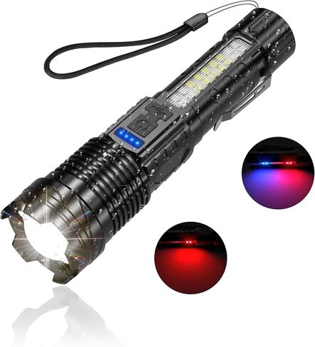 Outdoor Strong Light Flashlight USB Rechargeable 1500 Lumens, Zoomable Beam LED Flash Light with 7 Light Modes and SOS for Emergencies, Home, Camping, Hiking, Pet Walking in Saudi Arabia