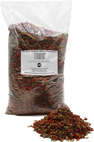 Red & Green BELL Peppers 5 Pounds Bulk Bag-Heat Sealed to Maintain Freshness-Crushed & Dried Spice Seasoning in Saudi Arabia