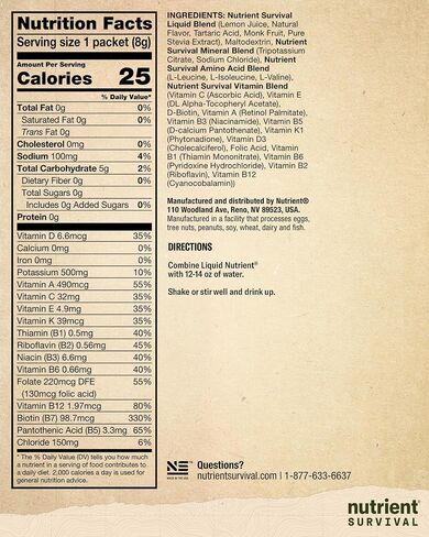 Nutrient Survival Electrolytes Powder Packets, Refreshing Liquid Nutrient Mixed Berry Hydration Drink from Real Fruit Juice Powder, Vitamins & 3 BCAAs, Shelf Stable up to 18 Months, 30 Servings in Saudi Arabia