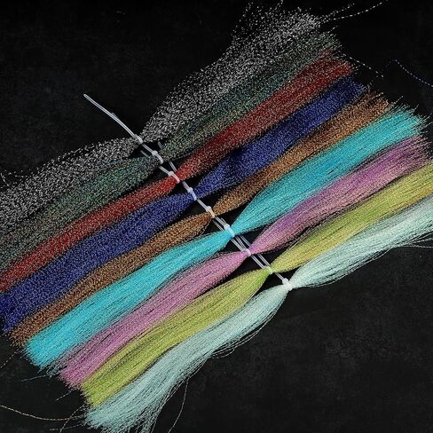 PATIKIL Crystal Flash Fly Fishing Line Fly Tying Material, 6Pcs 250 Strands Dry Flies Decorating Accessories for Making Fishing Hook Lure Flies, Multicolored in Saudi Arabia