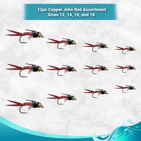 Flies for Fly Fishing | Copper John Fly Fishing Flies | Nymph Flies | Trout Flies Bass Flies | Wet Flies | 12pc Fly Fishing Assortment | Fly Fishing Kit in Saudi Arabia