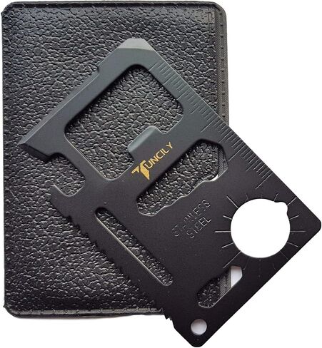 Survival Credit Card Multitool by Tuncily (Black) - 11 in 1 Wallet Multipurpose Tool, Bottle Opener, Everyday Utility Tactical Multi Tool | Surprise Gift for All Occasions in Saudi Arabia