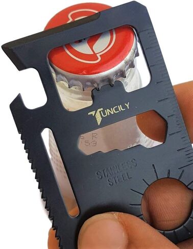 Survival Credit Card Multitool by Tuncily (Black) - 11 in 1 Wallet Multipurpose Tool, Bottle Opener, Everyday Utility Tactical Multi Tool | Surprise Gift for All Occasions in Saudi Arabia
