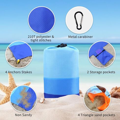 NewDoar Beach Blanket Sandproof Extra Large for 1-3 Adults / 1-8 Adults Sand Free Beach Mat Picnic Blanket Waterproof Oversized Lightweight Picnic Mat for Camping Hiking Beach Travel-1-8person in Saudi Arabia