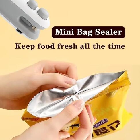 Mini Bag Sealer, 2024 New 2 in 1 USB Rechargeable Chip Bag Sealer Heat Seal Tool, Portable Handheld Vacuum Food Sealer Bag Sealing Machine (White 1pcs), x, fdads-8752758 in Saudi Arabia