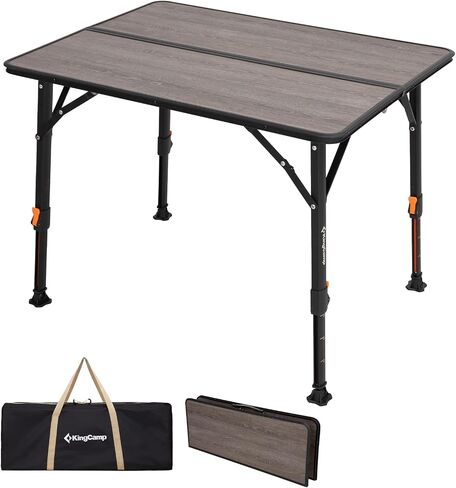 KingCamp Bamboo Folding Table with Visual Adjustable Height Aluminum Scale Legs,Portable Outdoor Camping Table with Carry Bag Roll Up Table Top Camp Tables for Picnic, Party, Beach,Indoor in Kuwait