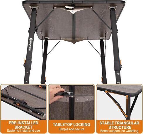 KingCamp Bamboo Folding Table with Visual Adjustable Height Aluminum Scale Legs,Portable Outdoor Camping Table with Carry Bag Roll Up Table Top Camp Tables for Picnic, Party, Beach,Indoor in Kuwait