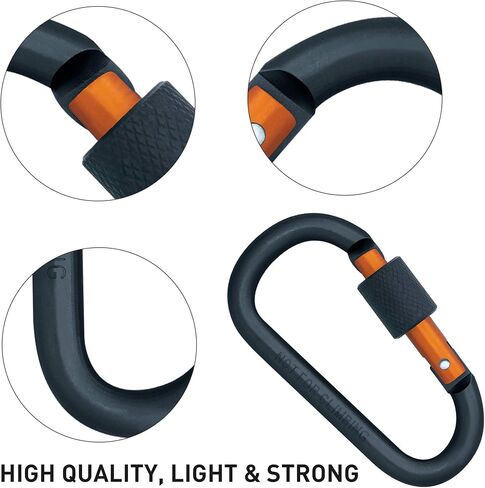 10 قطع من مشابك سلسلة المفاتيح بقفل لولبي - 3 بوصة من الألومنيوم المتين على شكل حرف D مشبك زنبركي للمنزل، والمركبات الترفيهية، والتخييم، وصيد الأسماك، والمشي لمسافات طويلة، والسفر، والرياضة في الهواء الطلق in Kuwait