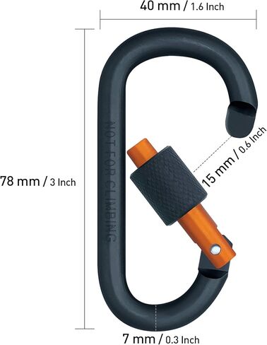 10 قطع من مشابك سلسلة المفاتيح بقفل لولبي - 3 بوصة من الألومنيوم المتين على شكل حرف D مشبك زنبركي للمنزل، والمركبات الترفيهية، والتخييم، وصيد الأسماك، والمشي لمسافات طويلة، والسفر، والرياضة في الهواء الطلق in Kuwait