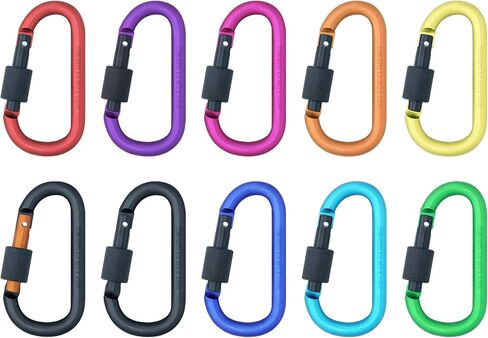 10 قطع من مشابك سلسلة المفاتيح بقفل لولبي - 3 بوصة من الألومنيوم المتين على شكل حرف D مشبك زنبركي للمنزل، والمركبات الترفيهية، والتخييم، وصيد الأسماك، والمشي لمسافات طويلة، والسفر، والرياضة في الهواء الطلق in Kuwait