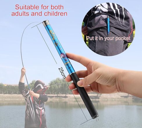 صنارة صيد تلسكوبية من Tenkara بطول قريب 10.5 بوصة جيب للسفر صنارة كرابي على الشاطئ تيار سمك السلمون المرقط القطب تيار صيد سمك الشبوط in Kuwait