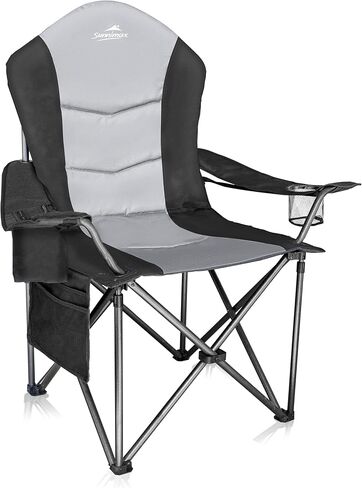 Fully Padded Camping Chair, Oversized Heavy Duty Lawn Chair with Cooler Bag,Side Pocket,Cup Holder Support 400 lbs (Black & Blue, Twin Pack) in Saudi Arabia