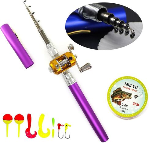 38inch Portable Pocket Telescopic Mini Pen Fishing Rod and Reel Combos, Small Pen Fishing Pole with Reel Line Bait Hook, for River, Lake, Ice Fishing and So On in Saudi Arabia