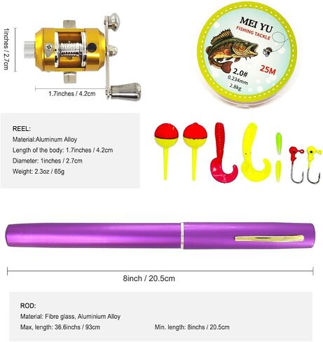 38inch Portable Pocket Telescopic Mini Pen Fishing Rod and Reel Combos, Small Pen Fishing Pole with Reel Line Bait Hook, for River, Lake, Ice Fishing and So On in Saudi Arabia