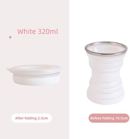Portable Silicone Foldable Cup With Lanyard Heat Resistant Collapsible Cups Lid Folding Storage Travel Mug For Hot Water (Blue, 320ML) in Saudi Arabia