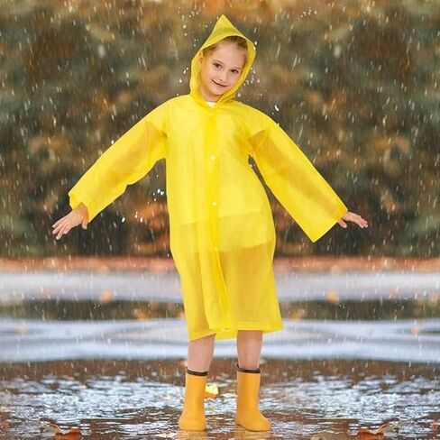 Reusable Rain Ponchos for Kids(Height:110cm-150cm), 2 Pcs Raincoats with Hood and Sleeves for Boys and Girls in Saudi Arabia
