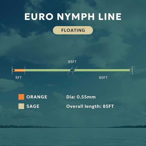 خط مستوى الحورية SF Euro 0.55 مم خط صيد السمك العائم مع حلقتين ملحومتين 25FT/7.6M،85FT/25.9M خط الطيران in Kuwait