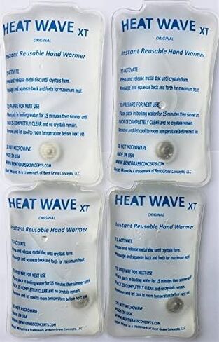صنع في الولايات المتحدة الأمريكية: حزمة حرارية فورية قابلة لإعادة الاستخدام من HEAT WAVE، حزمة XT كبيرة لتدفئة الأيدي فورية وقابلة لإعادة الاستخدام، 4 عبوات، للتخييم والمشي لمسافات طويلة وتخفيف الألم (3 × 6)، انقر فوق الحرارة in Kuwait