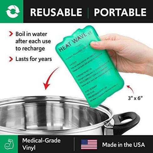 صنع في الولايات المتحدة الأمريكية: حزمة حرارية فورية قابلة لإعادة الاستخدام من HEAT WAVE، حزمة XT كبيرة لتدفئة الأيدي فورية وقابلة لإعادة الاستخدام، 4 عبوات، للتخييم والمشي لمسافات طويلة وتخفيف الألم (3 × 6)، انقر فوق الحرارة in Kuwait