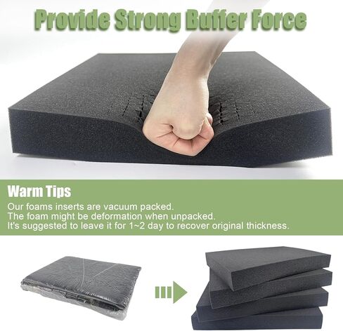 4 عبوات من حشوات الفوم بيك آند نتف - 16 × 12 × 2 بوصة من إسفنج علبة المسدس، وأوراق إسفنجية لتعبئة الظل للحرف اليدوية، وبطانة سوداء من البولي يوريثين، مكعبات مكعبات إدراج منظم تخزين صندوق الألعاب in Kuwait