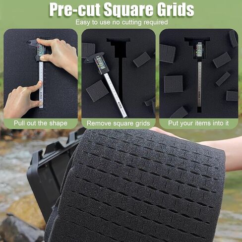 4 عبوات من حشوات الفوم بيك آند نتف - 16 × 12 × 2 بوصة من إسفنج علبة المسدس، وأوراق إسفنجية لتعبئة الظل للحرف اليدوية، وبطانة سوداء من البولي يوريثين، مكعبات مكعبات إدراج منظم تخزين صندوق الألعاب in Kuwait