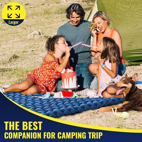 iNeibo Double Sleeping Pad for Camping, Ultralight Inflating Sleeping Mat for 2 Person with Pillow Bulit-in Foot Pump, Waterproof Camping Mattress for Backpacking Hiking Tent Car Outdoor(Green) in Saudi Arabia