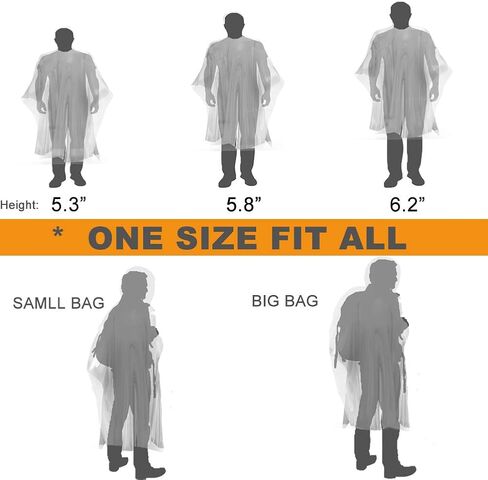 Rain Ponchos Disposable for Adults (10 Pack) Thicker with Hood in Saudi Arabia