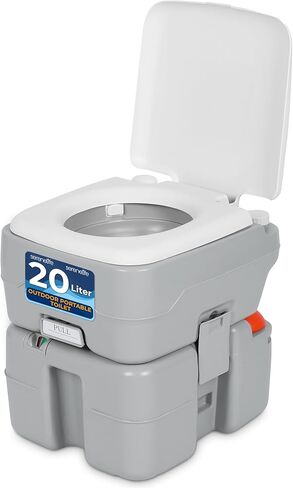 SereneLife 20L Portable Toilet for Adults, Leak Proof Camping Toilet with Detachable Waste Tank, Ideal For Camping and Other Recreational Activities, Durable and Comfortable Toilet Seat, 120 Flushes in Saudi Arabia