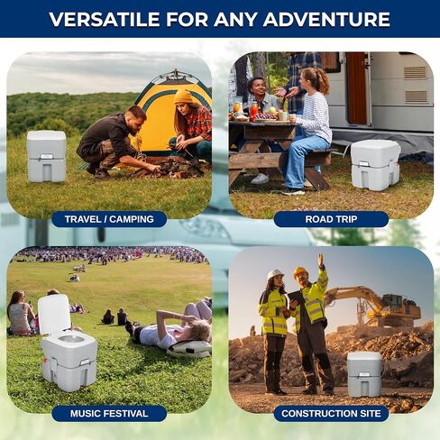 SereneLife 20L Portable Toilet for Adults, Leak Proof Camping Toilet with Detachable Waste Tank, Ideal For Camping and Other Recreational Activities, Durable and Comfortable Toilet Seat, 120 Flushes in Saudi Arabia
