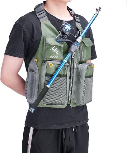 سترة صيد شبكية، جيوب متعددة قابلة للتعديل للرجال والنساء، لمعدات صيد سمك السلمون المرقط في الهواء الطلق | سترة صدرية للتصوير الفوتوغرافي أثناء السفر in Kuwait