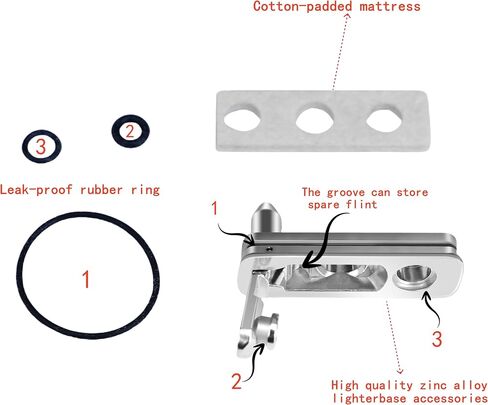 Lighter Gasket Seal, Metal Repair Kit with Cotton Felt Pad, Anti-Evaporation Accessories for Lighter Insert, Silver in Saudi Arabia
