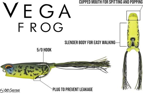 6th Sense Fishing Vega Frog - Topwater Lure - Bass Lure - Walking Motion - Realistic Color Schemes in Saudi Arabia