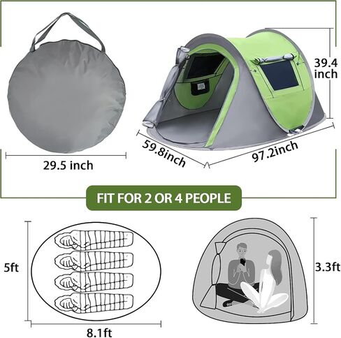 Pop-Up Camping Tent，2 Person Pop Up Camping Tent with Instant Setup, Outdoor Easy Pop Up Tent Tent with Waterproof & Windproof,Hiking Popup Tent with Carry Bag in Saudi Arabia