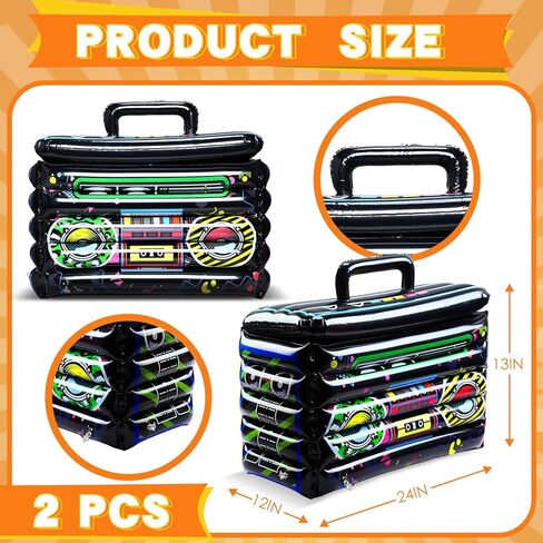 نفخ صندوق بوم المشروبات نفخ برودة 80s 90s موضوع حزب زينة الراديو تفجير شرب حاويات تبريد لحفلة عيد ميلاد مضحك الهيب هوب ملحق لوازم الحفلات in Kuwait