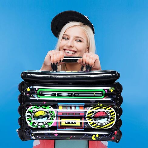 نفخ صندوق بوم المشروبات نفخ برودة 80s 90s موضوع حزب زينة الراديو تفجير شرب حاويات تبريد لحفلة عيد ميلاد مضحك الهيب هوب ملحق لوازم الحفلات in Kuwait