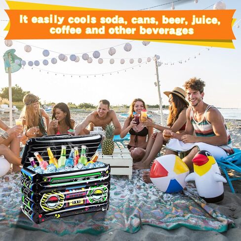 نفخ صندوق بوم المشروبات نفخ برودة 80s 90s موضوع حزب زينة الراديو تفجير شرب حاويات تبريد لحفلة عيد ميلاد مضحك الهيب هوب ملحق لوازم الحفلات in Kuwait