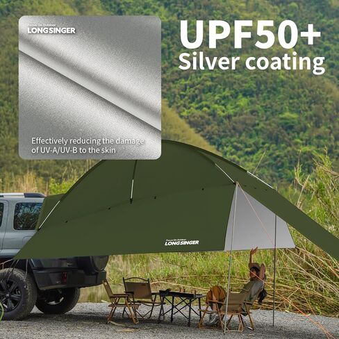 Car Tent Universal SUV Tailgate Awning for Hatchback Van UPF 50+ Large Capacity Camping Accessories(Military Green) in Saudi Arabia