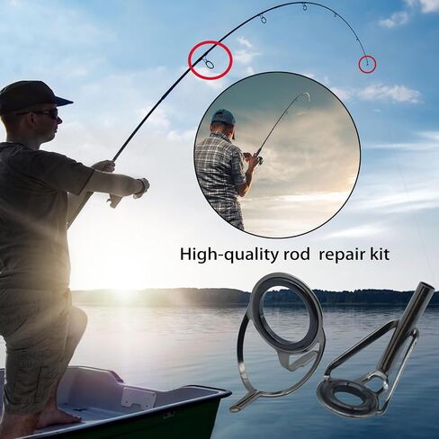 LINGUANG 85pcs Surf Bait Casting Spinning Rod Fishing Line Guides and Tips Saltwater，Double Legged Stainless Steel Ceramics Eyelet Repair Replacement Kit in Saudi Arabia