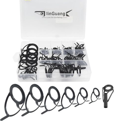 LINGUANG 85pcs Surf Bait Casting Spinning Rod Fishing Line Guides and Tips Saltwater，Double Legged Stainless Steel Ceramics Eyelet Repair Replacement Kit in Saudi Arabia