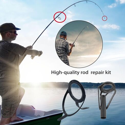 LINGUANG 85pcs Surf Bait Casting Spinning Rod Fishing Line Guides and Tips Saltwater，Double Legged Stainless Steel Ceramics Eyelet Repair Replacement Kit in Saudi Arabia