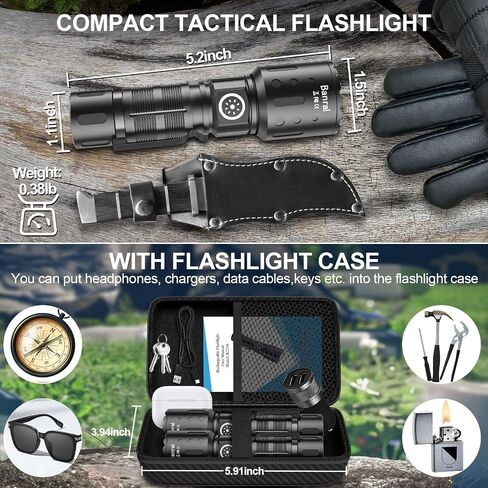 Rechargeable Flashlights High Lumens,Super Bright Small Powerful Flashlight | Pocket Tactical Flash Light with Memory Function, 12H Runtime, 6 Modes Zoomable, Waterproof for Home, Camping, Car, Emergency in Saudi Arabia